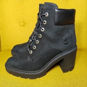 Timberland 6" Allington Heights Leather Black Nubuck Ankle Boots Grunge Womens 9